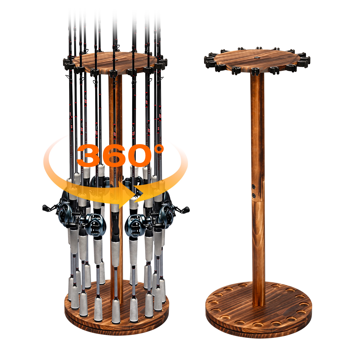 Round Carbonized Wood Fishing  - Fishing Equipment Holder recensione e prezzo