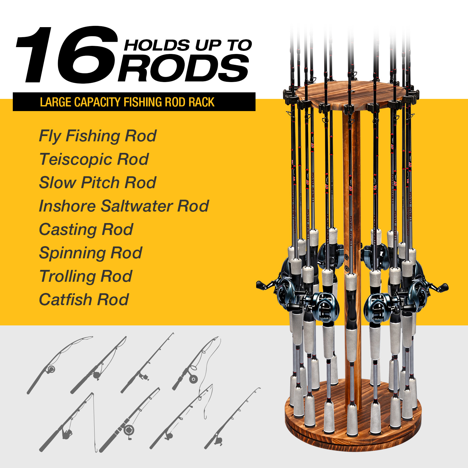 Round Carbonized Wood Fishing  - Fishing Equipment Holder recensione e prezzo