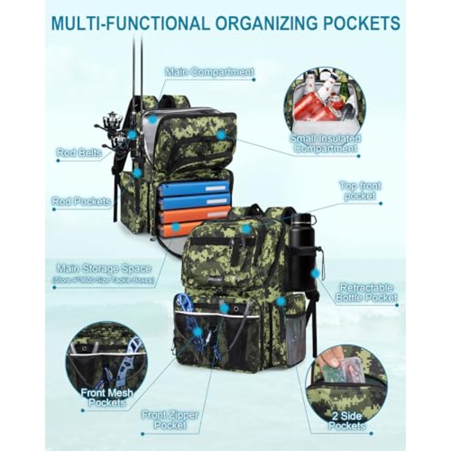 Fishing Backpack with Rod Hold - Fishing Equipment Holder recensione e prezzo